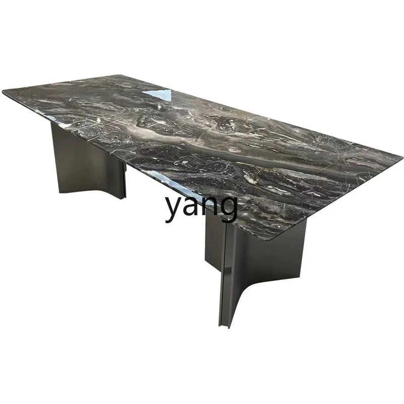 LH modern rectangular large flat-storey high-end villa luxury stone table for home use
