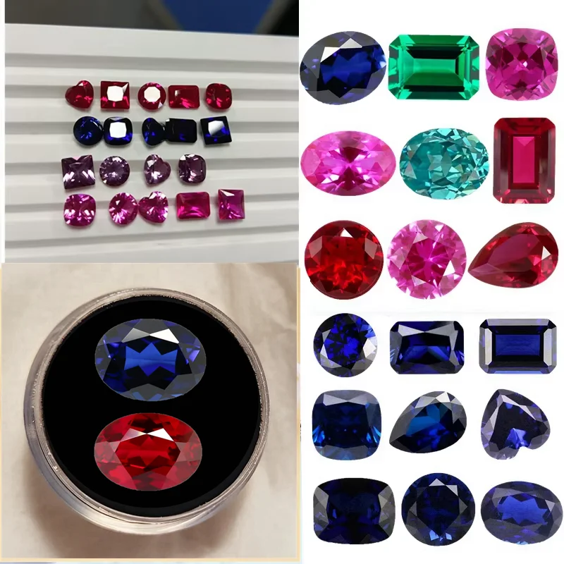 2 PCS/Set Ruby Sapphire Natural Cutting Oval Faceted Cut VVS Loose Gemstone For Jewelry Making Stone Diy Materials