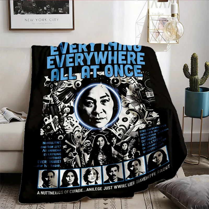 Everything Everywhere All At Once Film Graphic Flannel Blanket, Evelyn Wang Multiverse Movie Flannel Throw