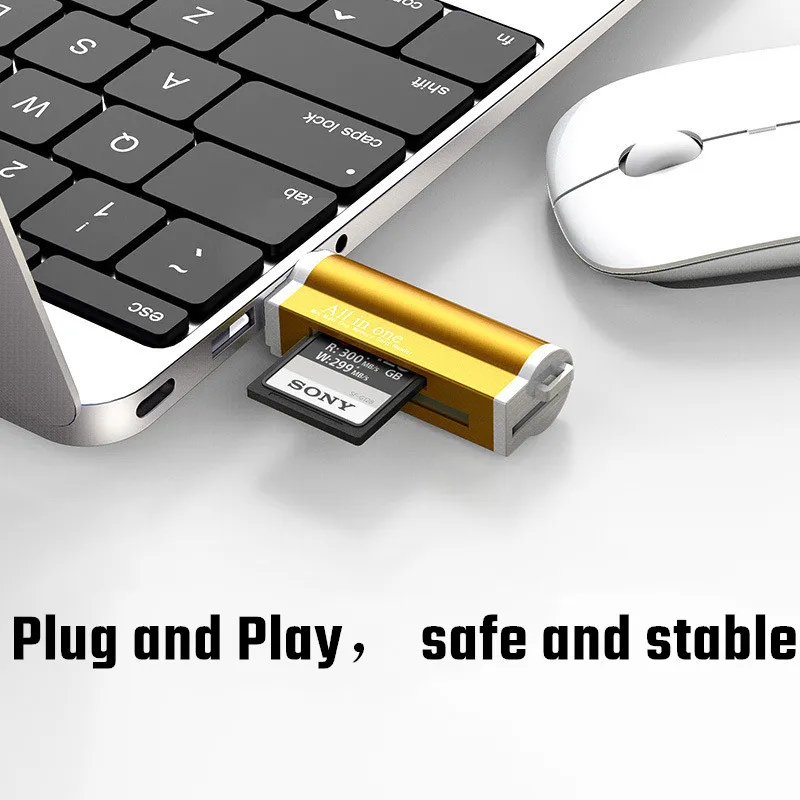 카드 리더기 4 포트 USB2.0 마이크로 SD TF SDHC DV 전화 카메라 메모리 카드 어댑터(LED 표시기 포함)