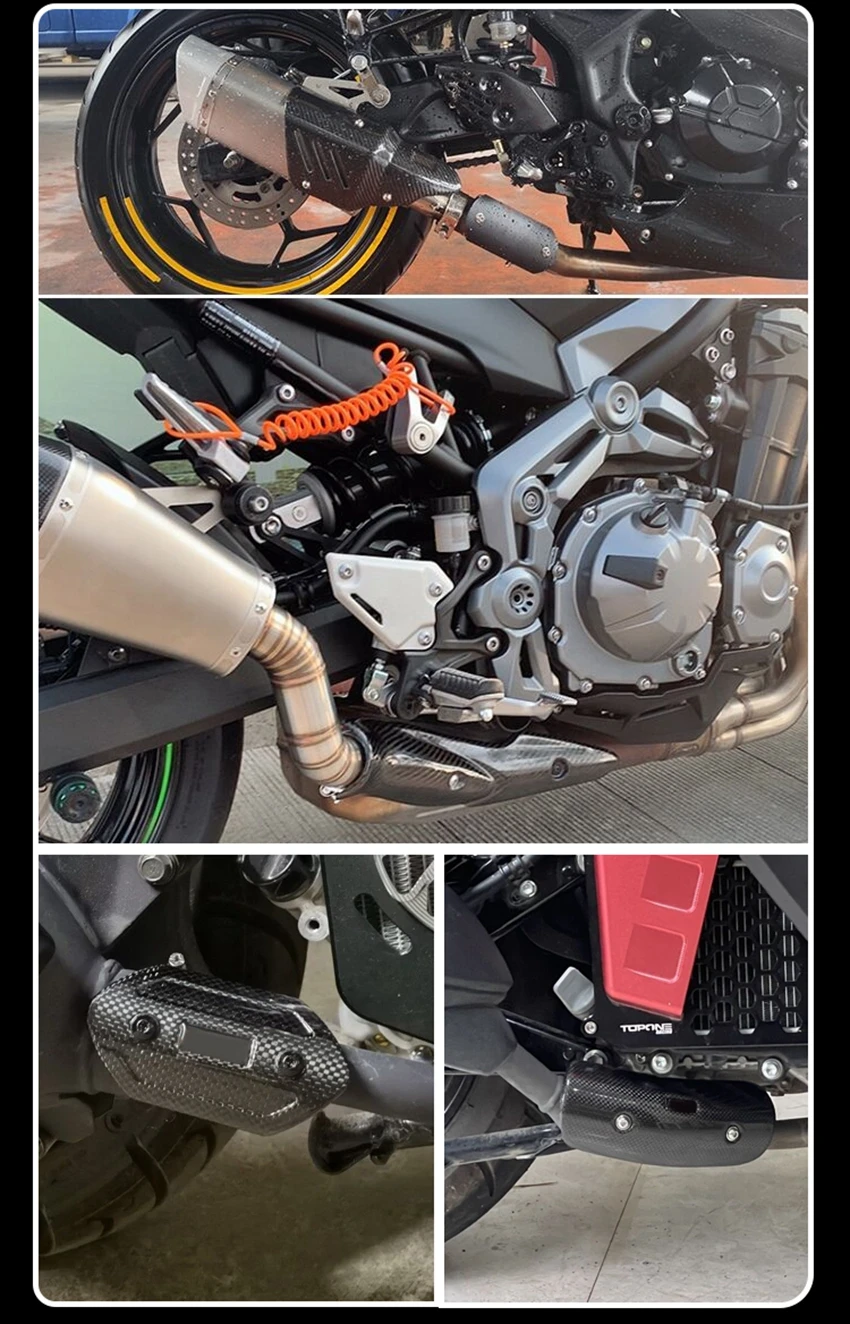 Motorcycle Exhaust Pipe Real Carbon Fiber Protector Heat Shield Muffler Guard Anti-scalding Cover