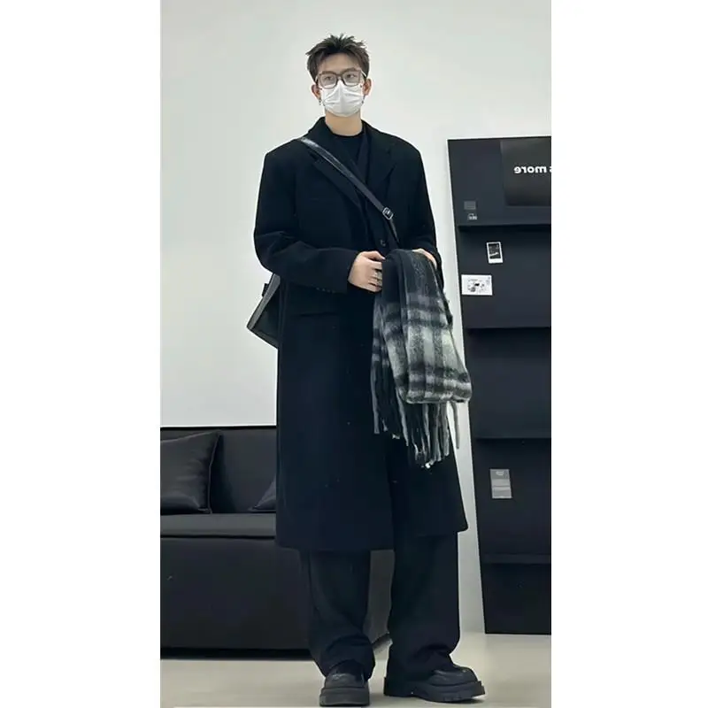 

Мужской осенний тренч с рюшами, до колен, комфортный, в стиле Харадзюку, простой, однотонный, модный, приталенный, с отложным воротником, на молнии, стандартный крой