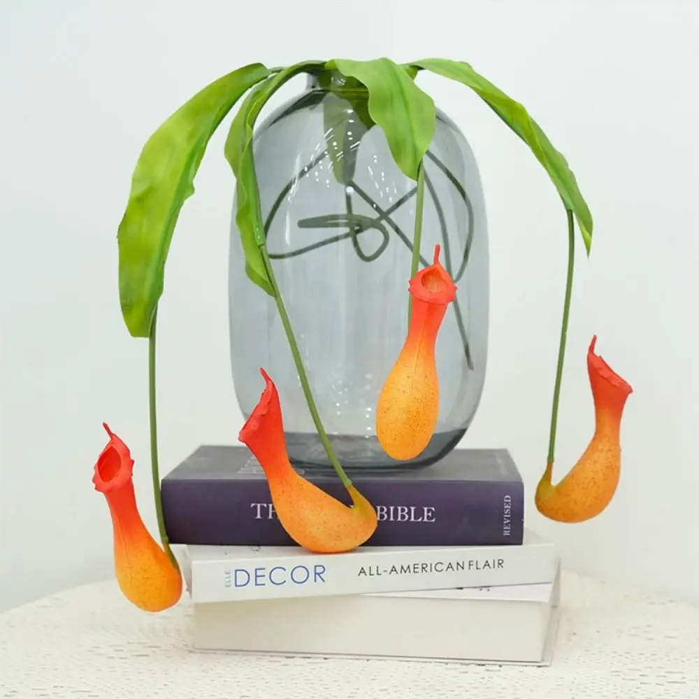 Multicolor Artificial Pitcher Plants Greenery Accessories Green Leaves Simulation Flytraps Photo Props Faux Plant Wall Ornament