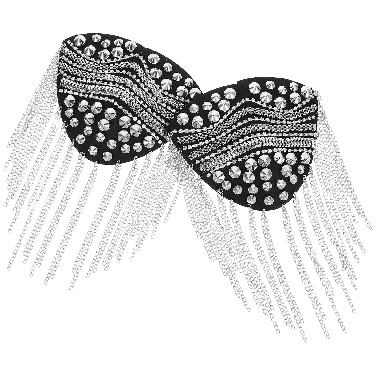 1 paar retro prins kostuum schouderbord kwastje klinknagel decor man schoudermarkering mode zilveren accessoire voor kledingdecoratie