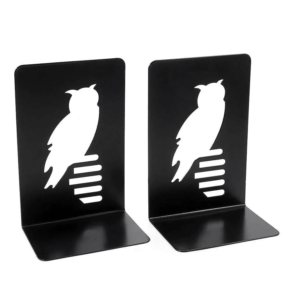 

Hollowed Owl Metal Bookends Simple Desktop Ornaments Book Support Office Study Room Desk Decorate Metal Book Shelf Stationery
