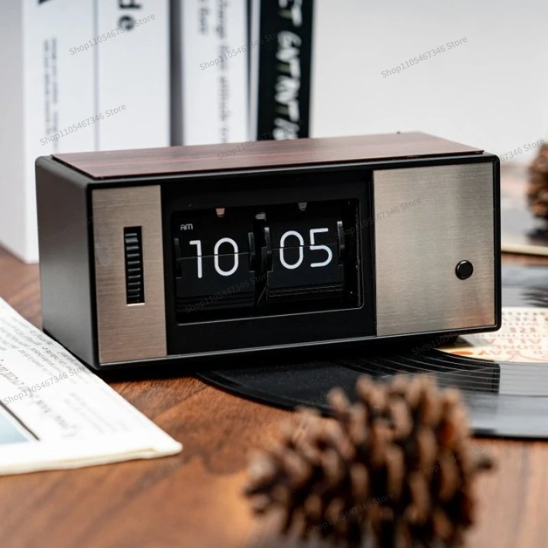 For 2pcs Simple Light Turning Clock, Pendulum Clock, Desktop Minimalist Creative Small Box Mechanical Clock