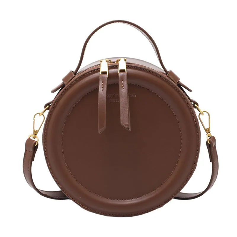 Round Design Female Handbags Vintage Shoulder Bag for Women Clutch Purses High Quality Leather Crossbody Bag Female Travel Totes