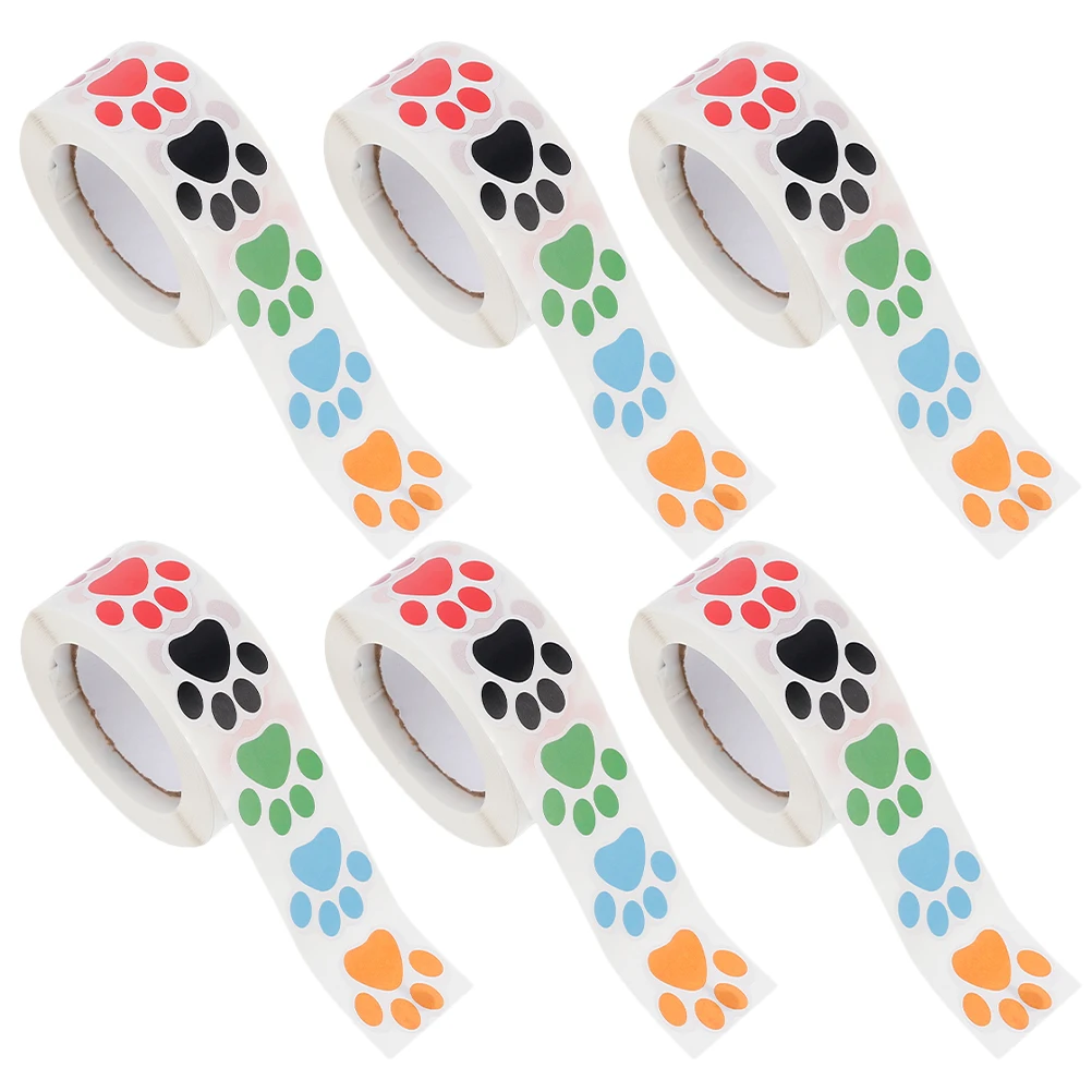 ملصقات بصمة أقدام الكلب الأليف لفة شارات مخلب الحيوانات للزينة DIY مكافآت المعلم ملصقات طباعة مخالب لفة لاصقة #6