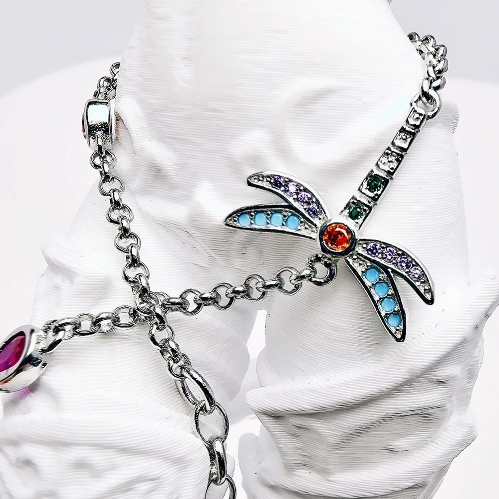 Armband Gliederkette Bunte Libelle Reines 925 Sterling Silber Bohemien Schmuck Europa Frauen Geschenk – Detail 7