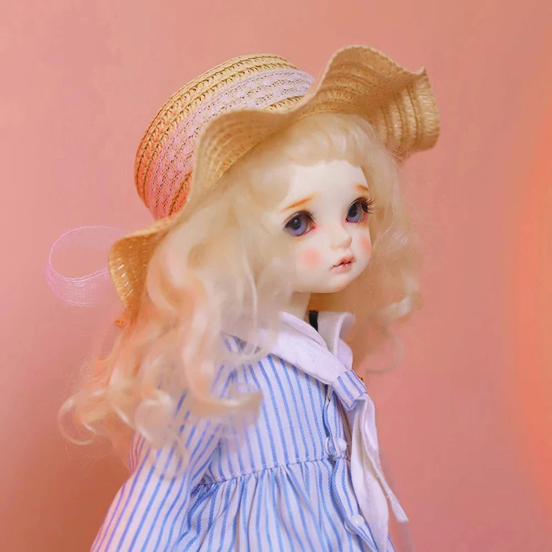 

New BJD Doll Woven Straw Hat 1/3 1/4 1/6 Yellow Ribbon Sun Hat DD MSD YOSD Photography Props Doll Accessories