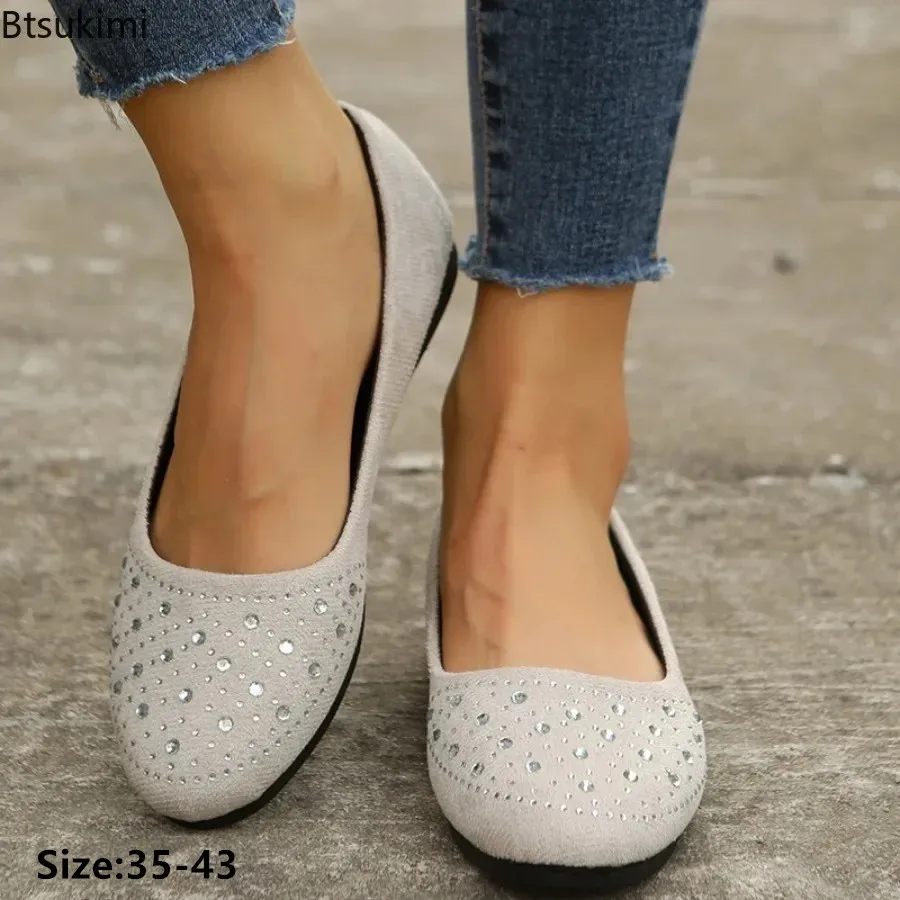 

2024 New Women's Casual Shoes Bling Light Flat Pumps for Ladies Shallow Slip on Women Office Work Shoes Plus Size Women Shoes