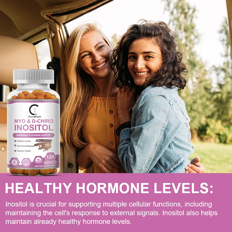 Myo 이노시톨 및 D-Chiro 이노시톨 보충제, 지방 대사 지원, 건강한 난소 및 간 기능 지원, 120 캡슐