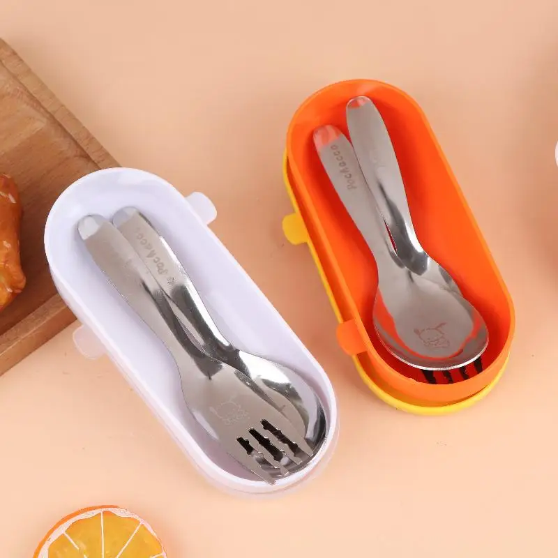 

1 комплект, ложка из нержавеющей стали, набор вилок с короткой ручкой, детская посуда, бытовая ложка для детского питания, суповая ложка