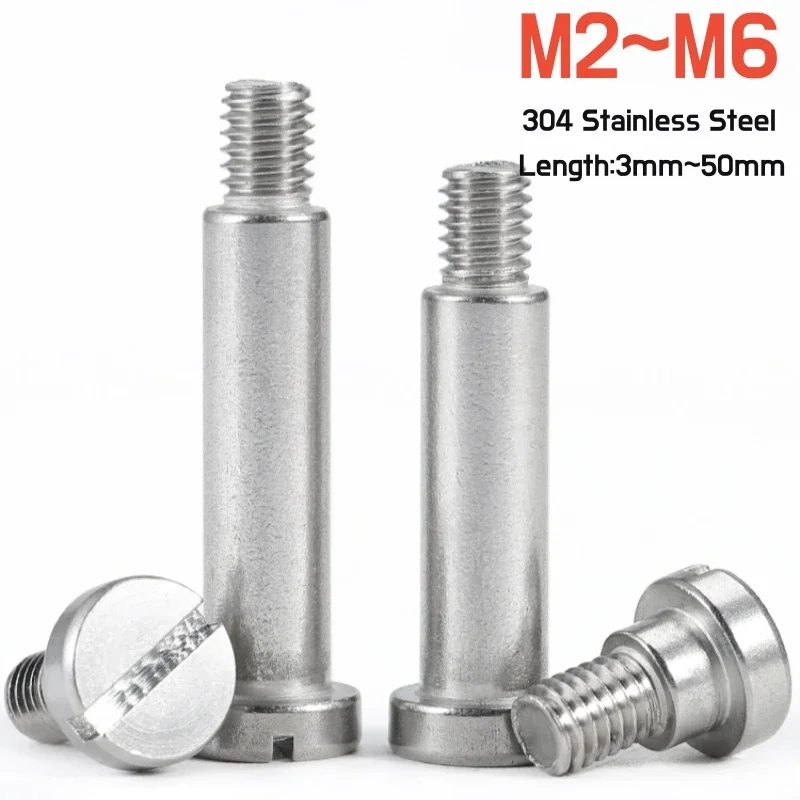 2~20pcs Slotted Shoulder Screws M2 M2.5 M3 M4 M5 M6 304 Stainless Steel Step Screw Plug Limit Screw Bearing Bolt  Length 3~50mm