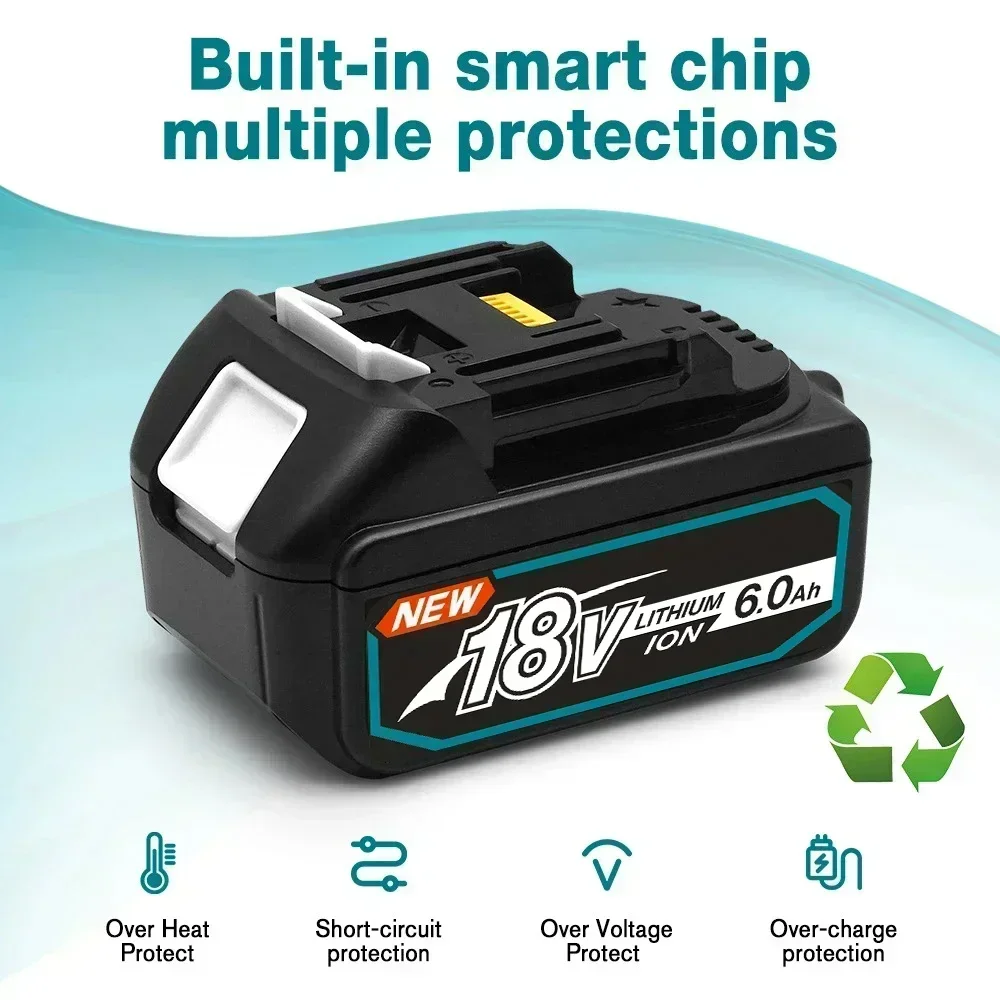 

18 В для аккумулятора Makita bl1850B литий-ионный 18 В 6,0 Ач BL1840B BL1860 BL1890 BL1815 BL1830 BL1835 Аккумуляторы для аккумуляторных дрелей LXT 400
