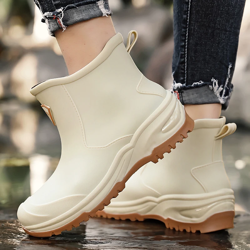 

Модные резиновые галоши, уличные водонепроницаемые ботинки для рыбалки, мужские дождевые сапоги, нескользящие резиновые туфли для мужчин, весенне-летние дождевые ботинки