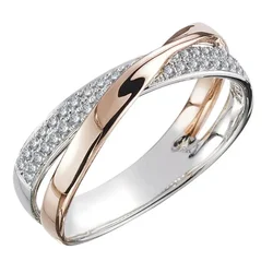 Neueste frische Edelstahl zweifarbige x-Form Kreuz ring für Frauen Hochzeit trend igen Schmuck schillernden cz Stein große moderne Ringe