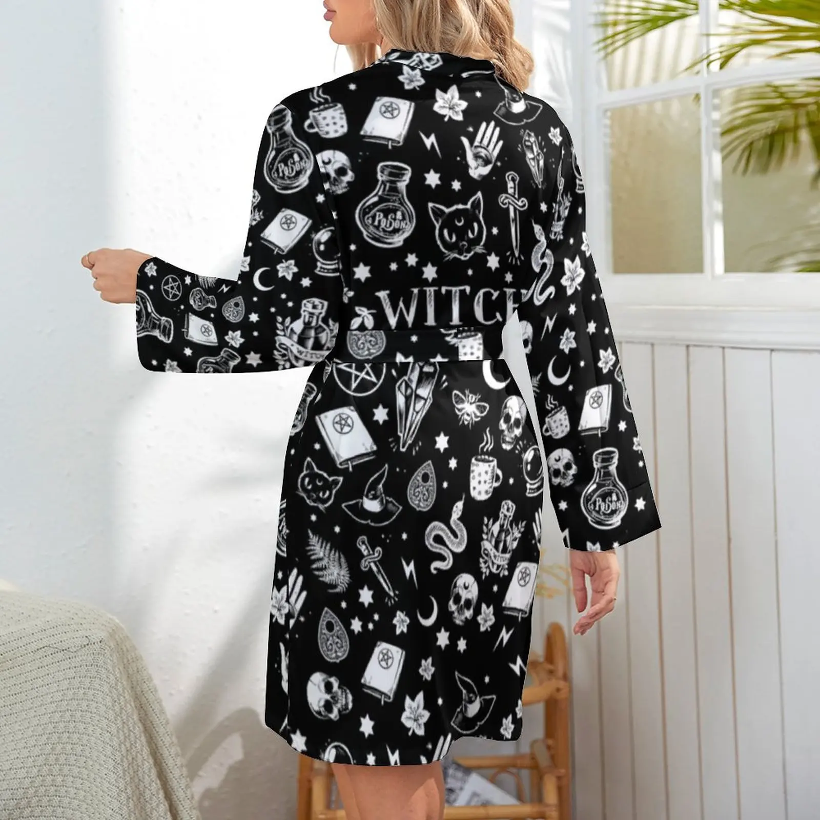 Gothic Pajama Robe Witch Wrap Christmas Dress Women Pattern New Vintage Sleepwear