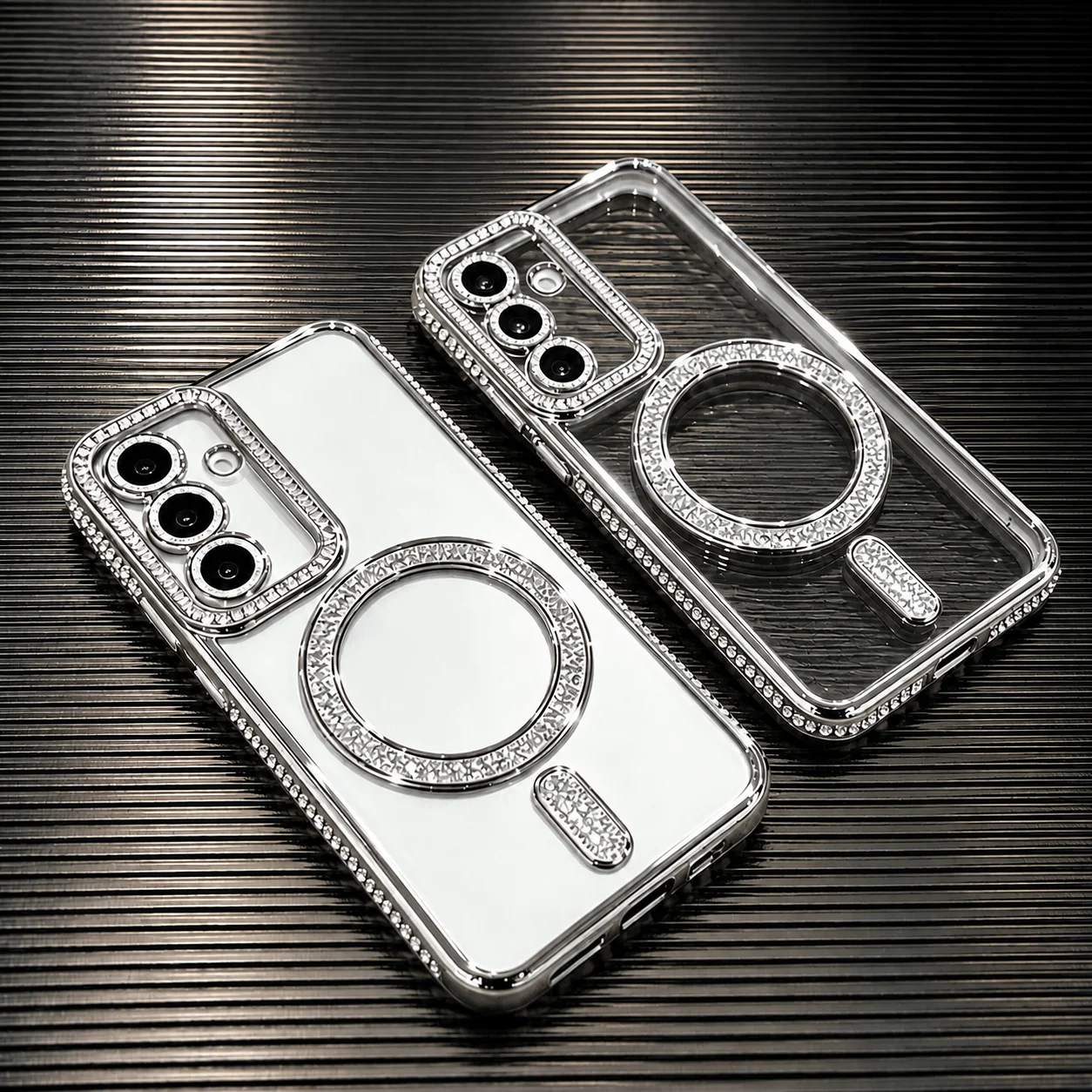 For Magsafe Plating Diamonds Case for Samsung Galaxy A57 A55 A54 A37 A36 A35 A34 A26 A25 A17 A16 A15 A14 A07 Lens Protect Cover