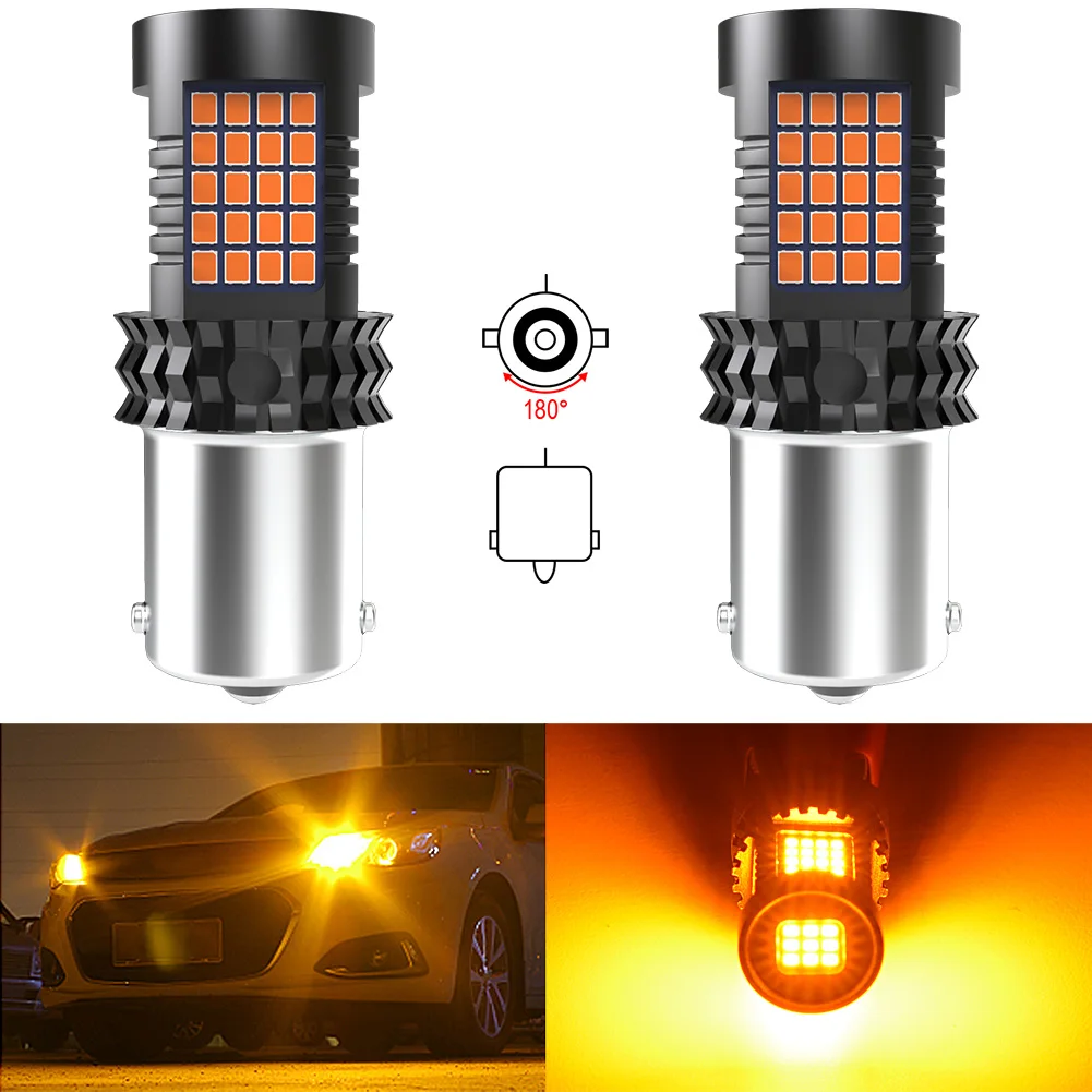 

2Pcs 1156 BA15S LED Bulbs For Skoda Superb Octavia 2 FL Opel Kia P21W 7506 LED Amber Car Turn Signal Lamp DRL Tail Car Lights