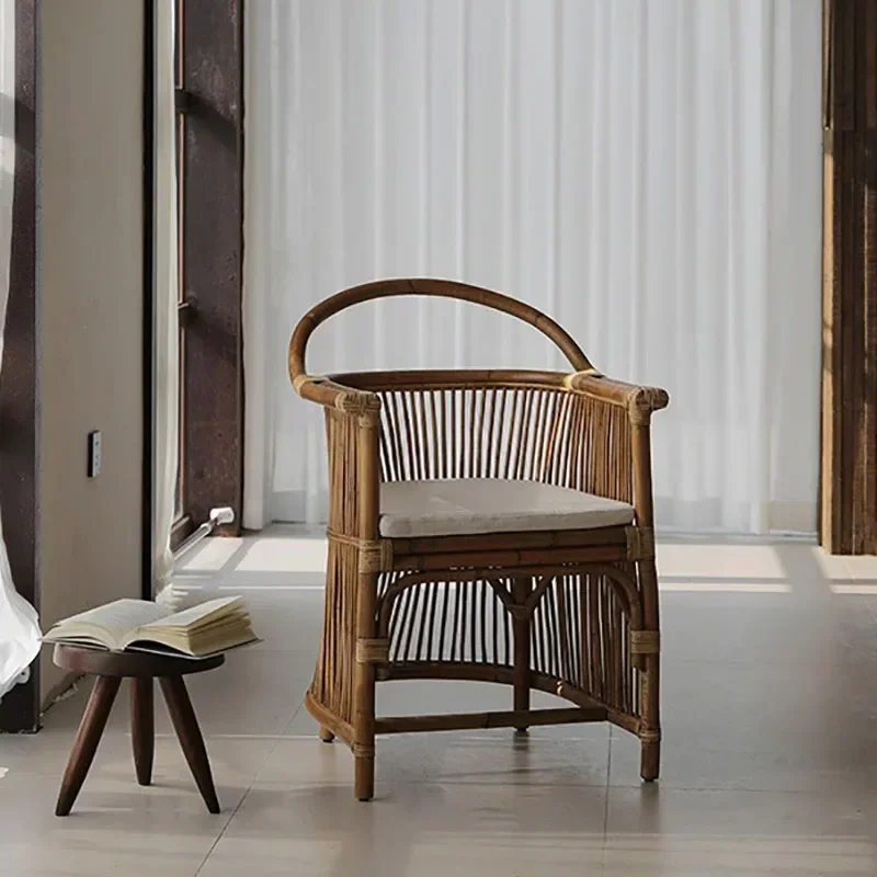 Accent Chair Nordic Luxury Vintage Rattan Living Room Balcony Easy Assembly Sturdy Durable Premium Quality Heavy Duty