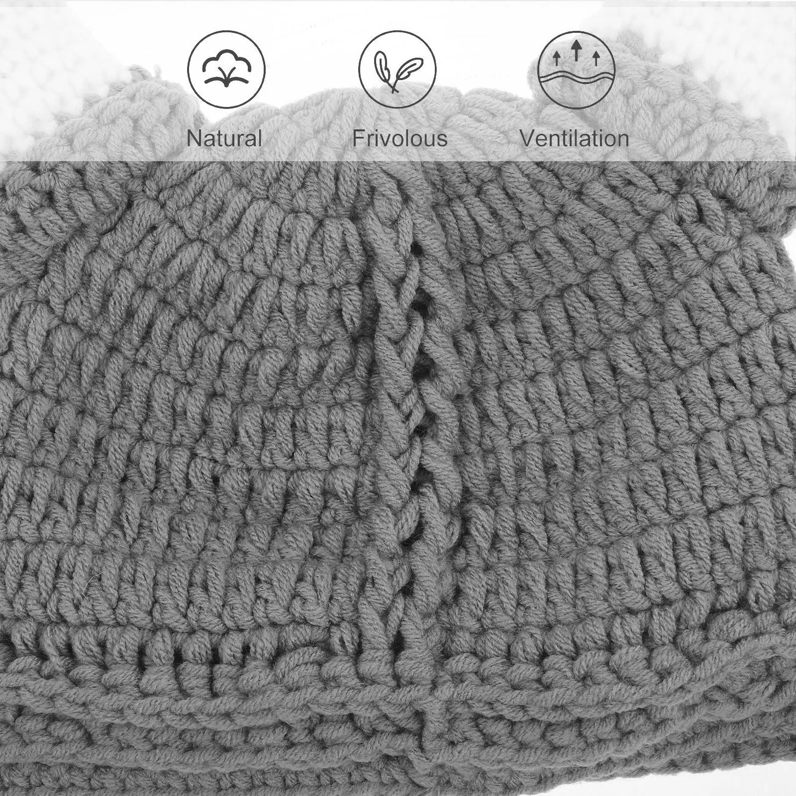 

Crochet Beanie Hat Grey Kids Autumn Winter Thick Warm Cartoon Style Knit Cap Comfortable Kids Hat Wool Cap