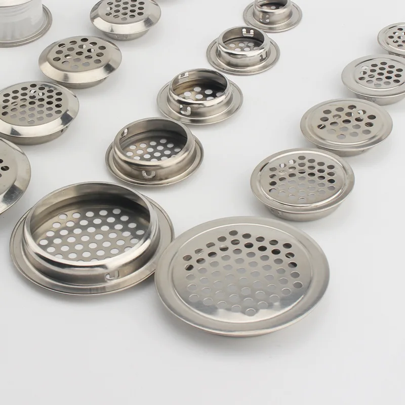 5PCS Stainless Steel Vent for Cabinet Wardrobe Thickened Round Vent Plane Inclined Cover Hardware Series Core Vents