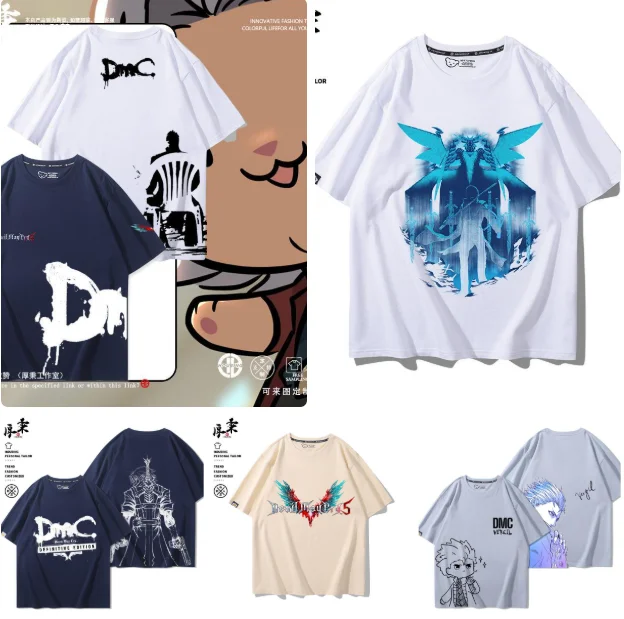 

Game Devil May Cry Vergil Dante Cotton Short Sleeves T-shirt Summer Men Women Top Fashion Clothes Casual Cosplay Anime Gift