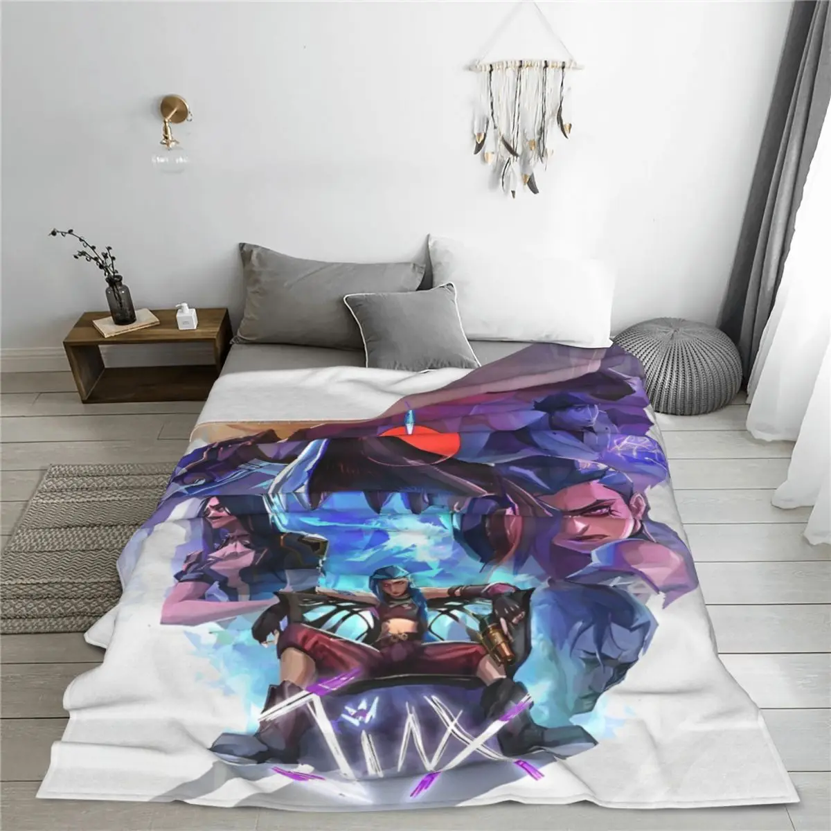 Arcane Movie Blankets LoL Game Flannel Throw Blankets Bed Sofa Portable Ultra-Soft Warm Bedspreads