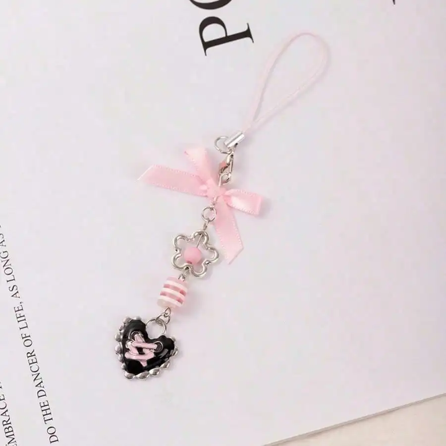 

1 Piece, Retro Drop Glaze Bow Pendant, Love Beaded Mobile Phone Chain Y2k Spice Girl Wind Bag Pendant, Keychain, Exquisite Accessories.