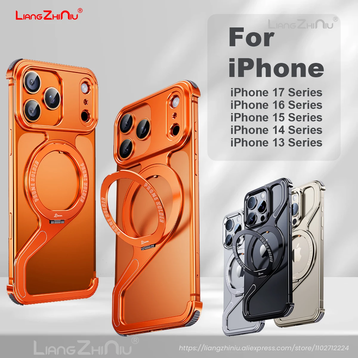 

Металлический магнитный чехол Z-типа для IPhone 17 Pro Max/17 16 15 14 13, противоударный чехол из алюминиевого сплава с кронштейном Magsafe без оправы