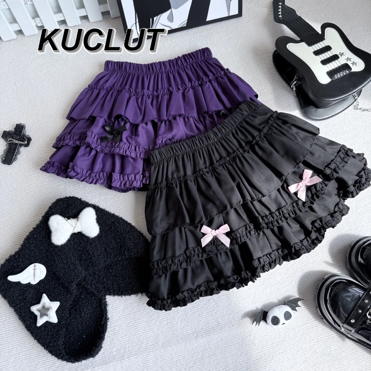

Girl Japanese Sweet Cute Cake High Waist Skirts for Women Fashion Solid Color Versatile Casual Pleated Girl Short Skirt