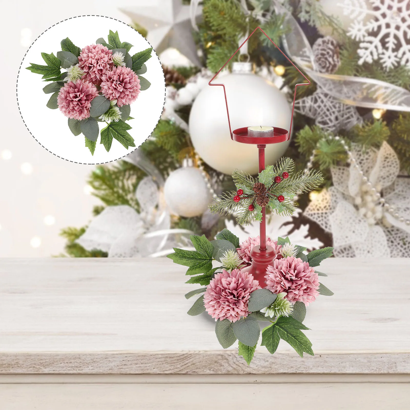 

Wreath Decor Wedding Party Flower Ring Chrysanthemum Artificial Holder Silk Plastic Farmhouse Table