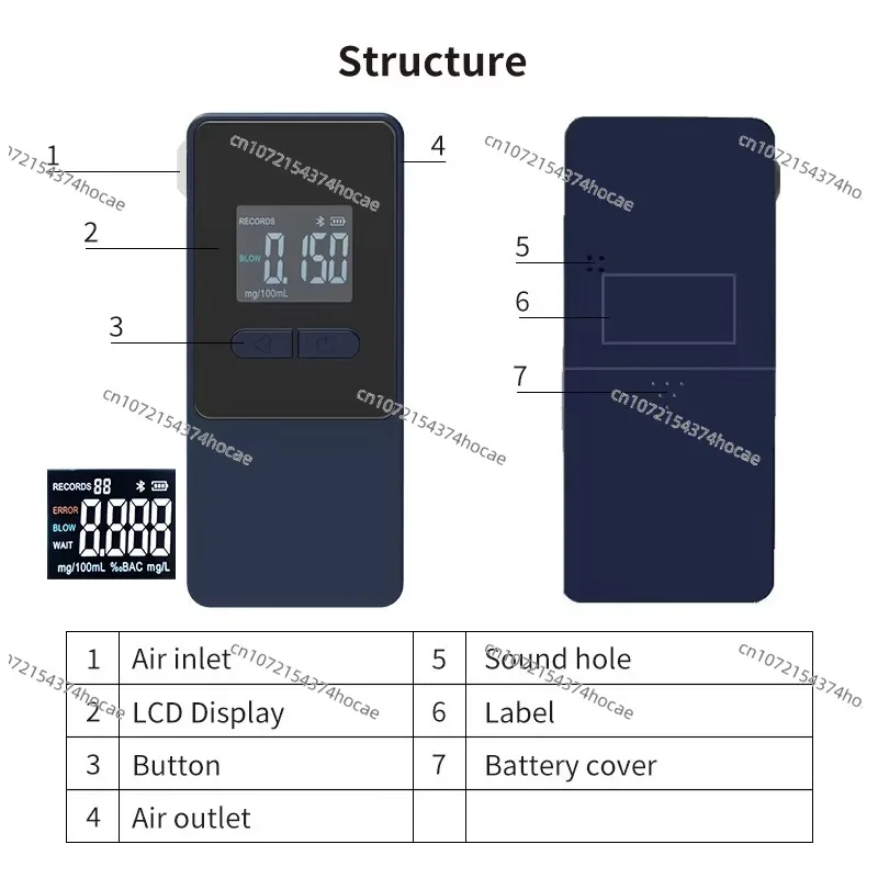 كاشف DUI الاحترافي متعدد الألوان لخلية الوقود AT808 جهاز تحليل الكحول المتقدم المتصل بالبلوتوث #4