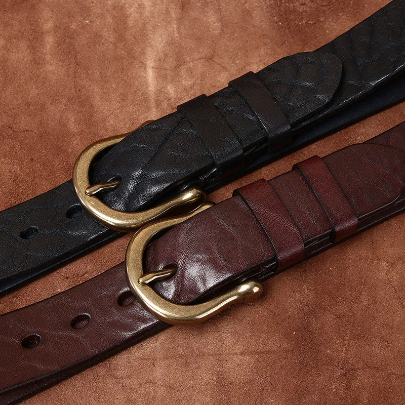 

Thickened and bold bison leather belt men's genuine leather pure cowhide retro fashion trend all-match belt