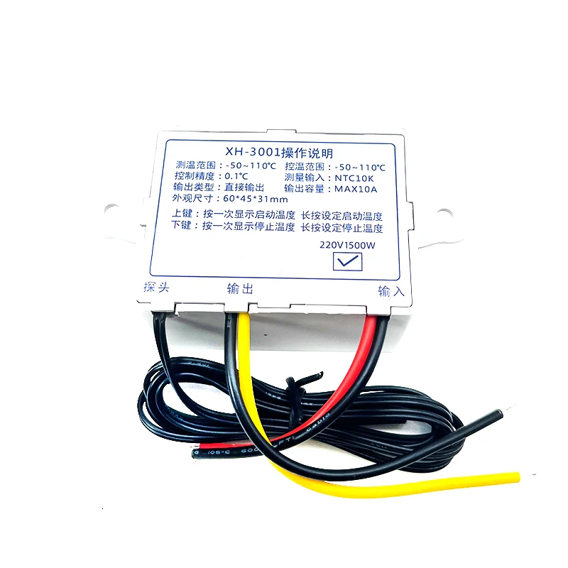 12V/ 24V/ 110V /220V W3001 Digital LED Temperature Controller 10A Thermostat Control Switch Probe XH-W3001