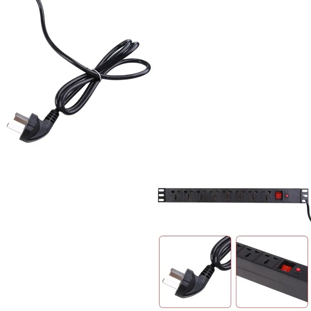 1U PDU Power Strip Protector Cabinet Socket with 8 Outlets & Power Switch for Commercial, Industrial, School, Home