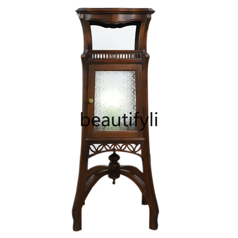 

Original retro walnut begonia flower glass tenon and mortise structure decorative flower stand edge