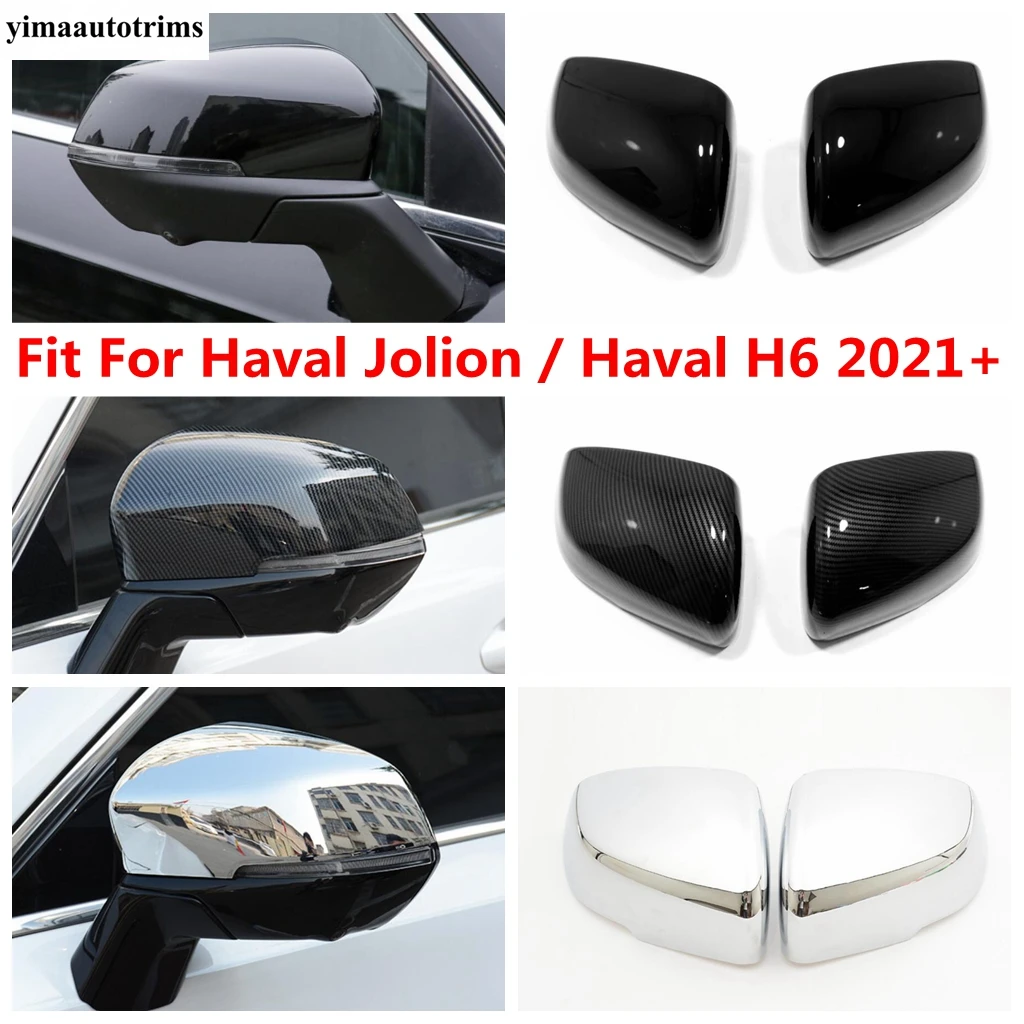 Rearview Mirror Case Cap Shell  Decoration Cover Trim For Haval Jolion / Haval H6 2021 - 2024 Chrome / Carbon Fiber Accessories