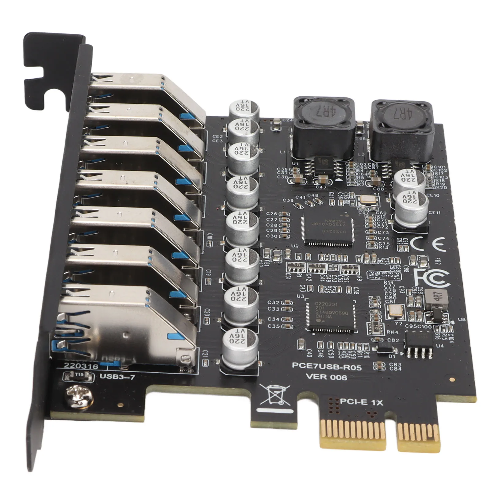 

7-портовая карта расширения PCIE, 7 портов USB 3.2 GEN1, 5 Гбит/с, высокоскоростная передача, стабильная мощность, передняя карта расширения USB 3.2 GEN1