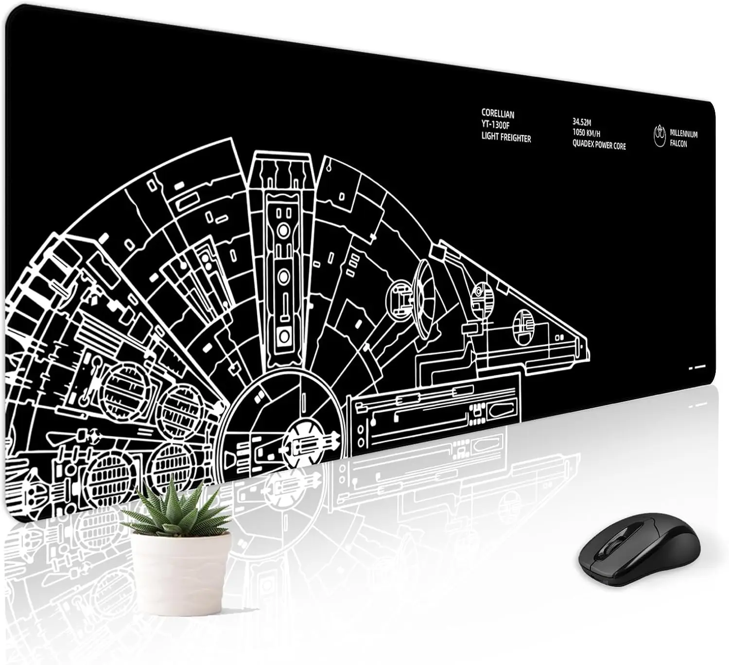 Giant Big Cool Modern Design Unique Mouse Pad Office Desktop Computer Notebook Black Non-Slip Wear Resistant Suitable for Gamers