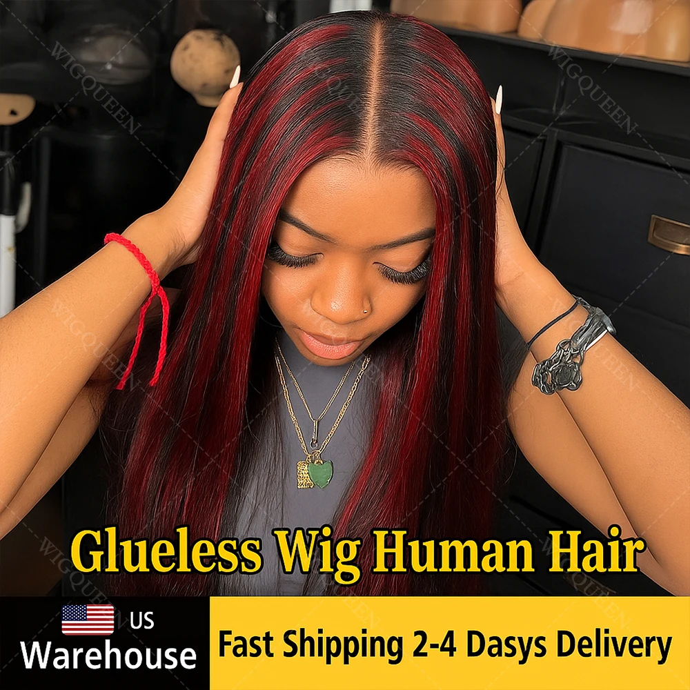 

Без шелка, 30-дюймовые прямые парики с фронтальной застежкой 5x5, плотность 200, красные с черными бликами, парики из натуральных волос на кружеве для женщин