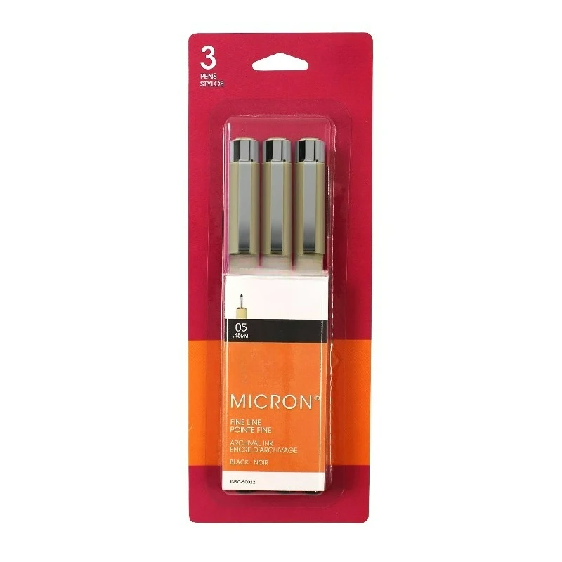 

Fineliner Pens, Archival Black Ink, 05 Tip Size, 3-Pack Set