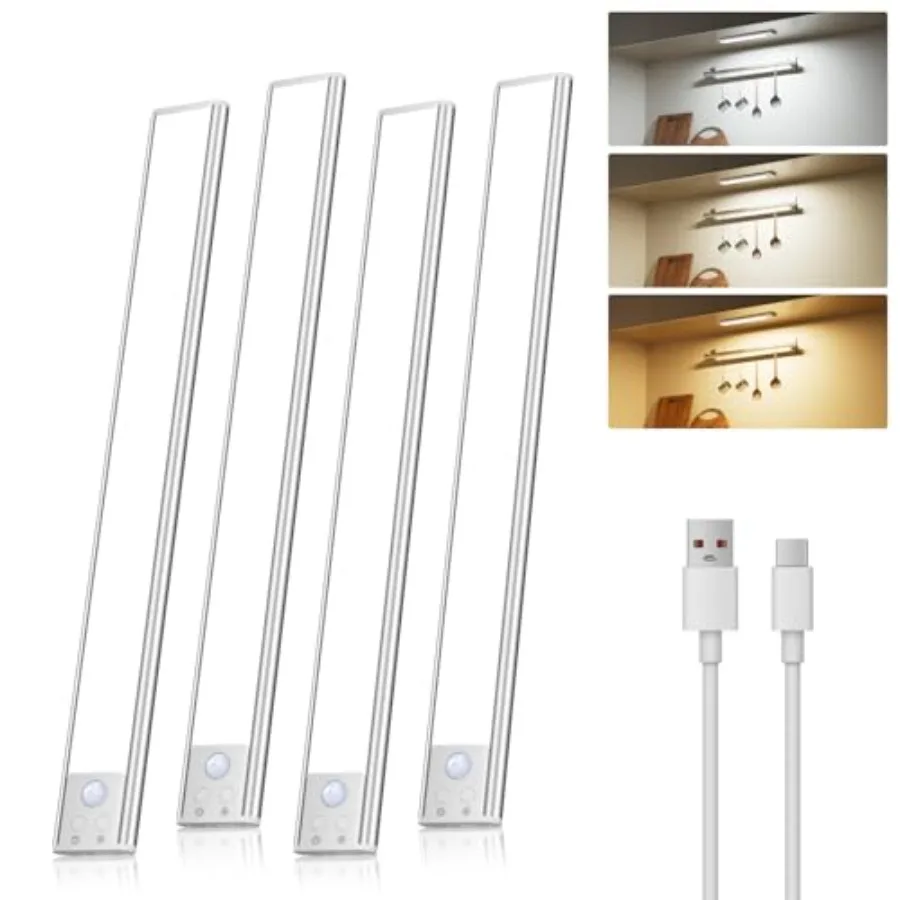 Under Cabinet Lights Wireless, Motion Sensor LED Closet Light Rechargeable, Motion Sensor Light Indoor Stick on Under Counter L