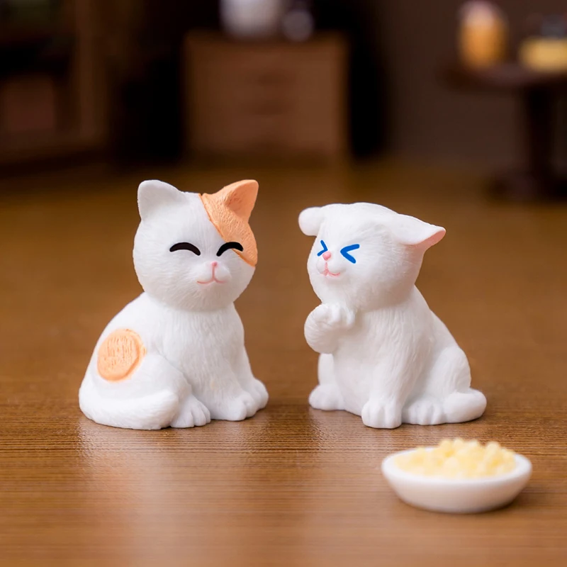 1PC Resin Cat Ornament Kitten Figurine Animal Miniature Fairy Garden Doll House Decoration DIY Micro Landscape Home Decor