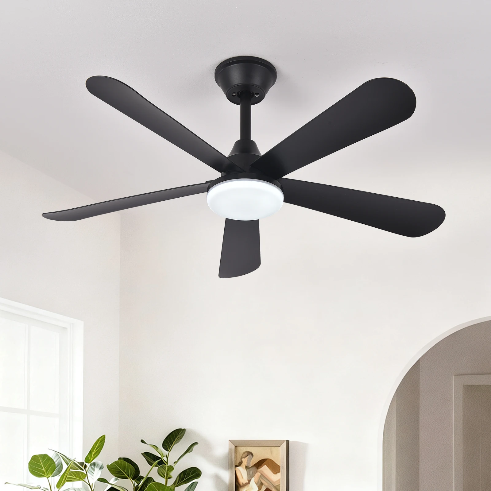 Modern LED Ceiling Fan Lights, Low Floor Decorative Lights with Remote Control, Home Lighting with Fans in Bedrooms and Homes