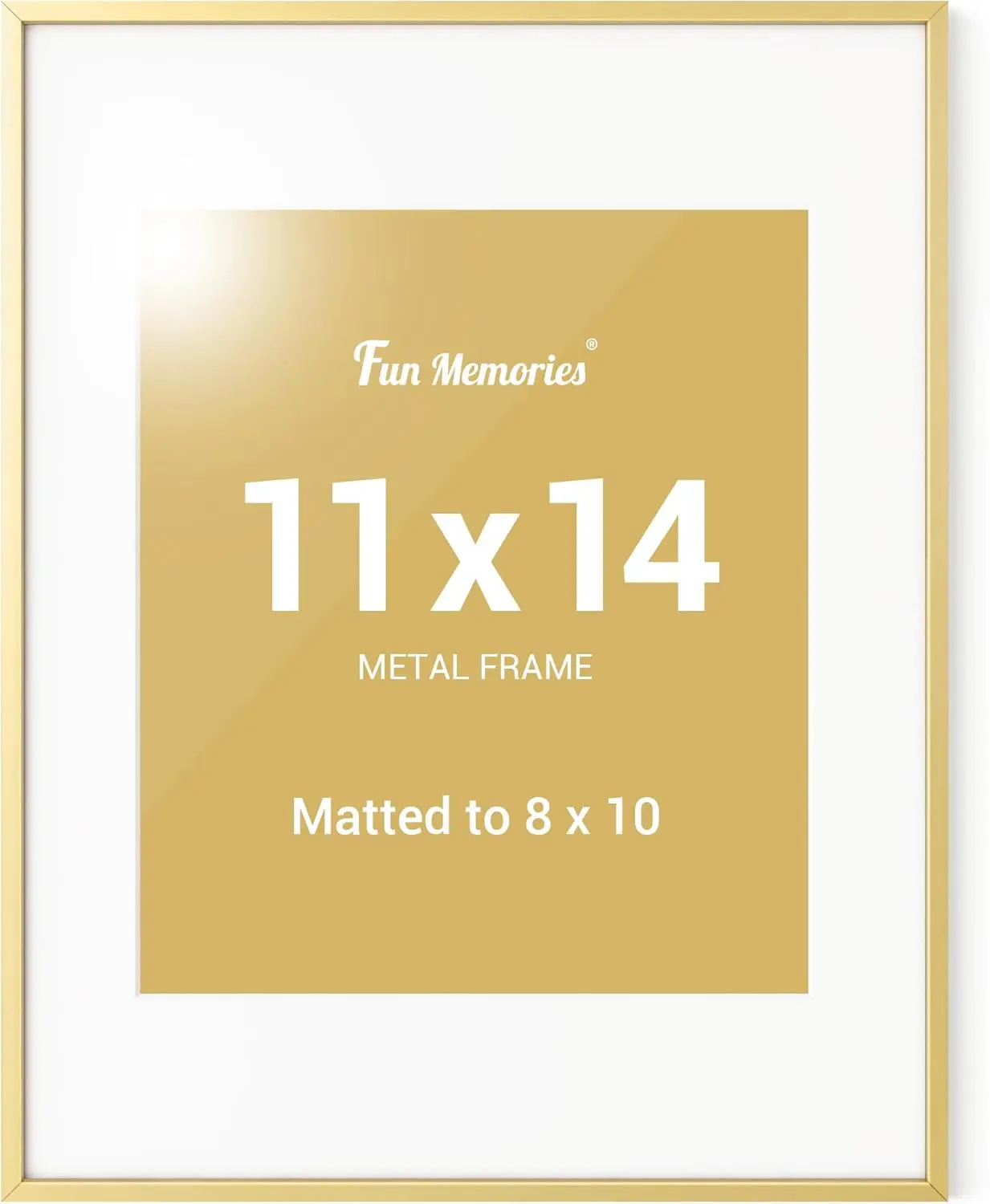 11x14 Metall-Bilderrahmen mit 8x10 Passepartout & Glas, Wandhaken für Vertikale/Horizontale Anzeige in Gold