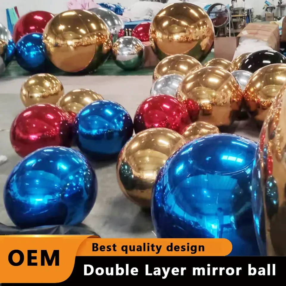 Inflatable Mirror Ball Hanging Multi-colored Shinny  Disco Balloon Pvc Floating Mirror Sphere Wedding Balloon For Decoration