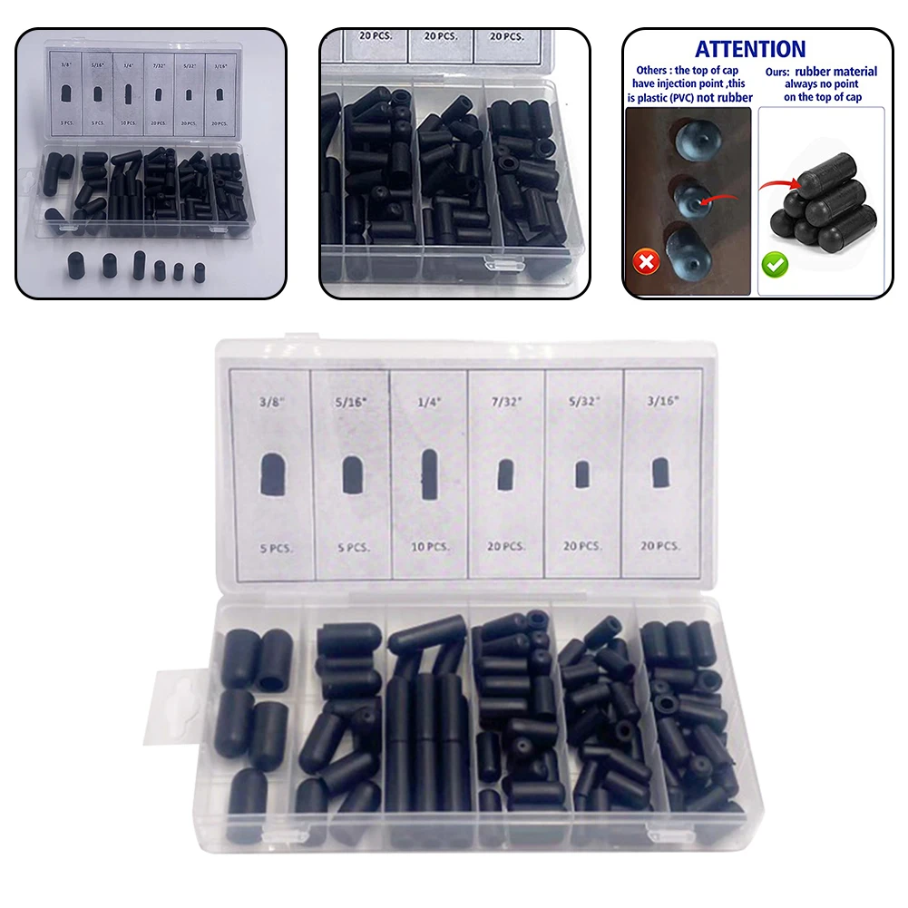 105PCS Rubber Vacuum Cap Plug Kit Assorted Vacuum Plugs Hose End Cap Modern 3/8'' 5/16'' 4/1'' 7/32'' 5/32'' 3/16'' For Pipeline