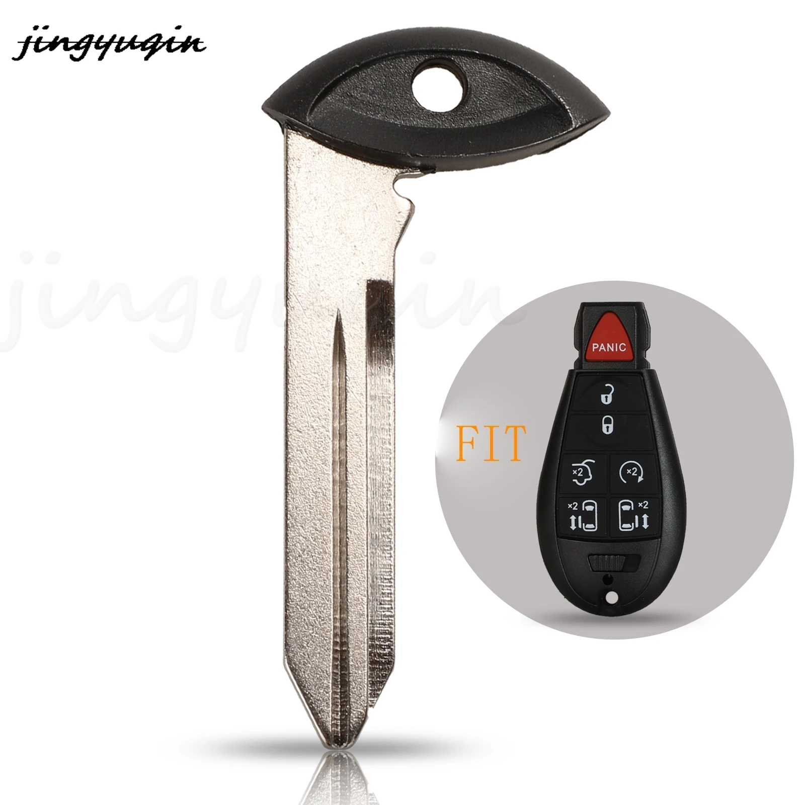 

jingyuqin Remote Car Key Keyless Emergency Insert Uncut Blade Blank For Chrysler 300 C Voyager Dodge Grand Ram Journey For Jeep